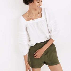 Madewell Square-Neck Pleat-Sleeve Top